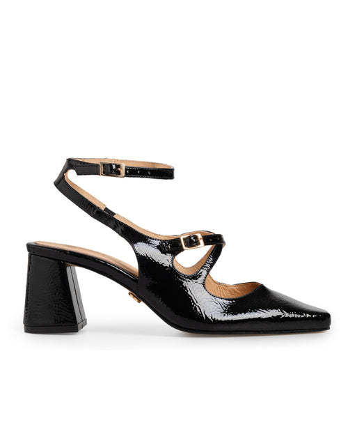 Zapatilla Negra Picuda Ankle Strap 4452